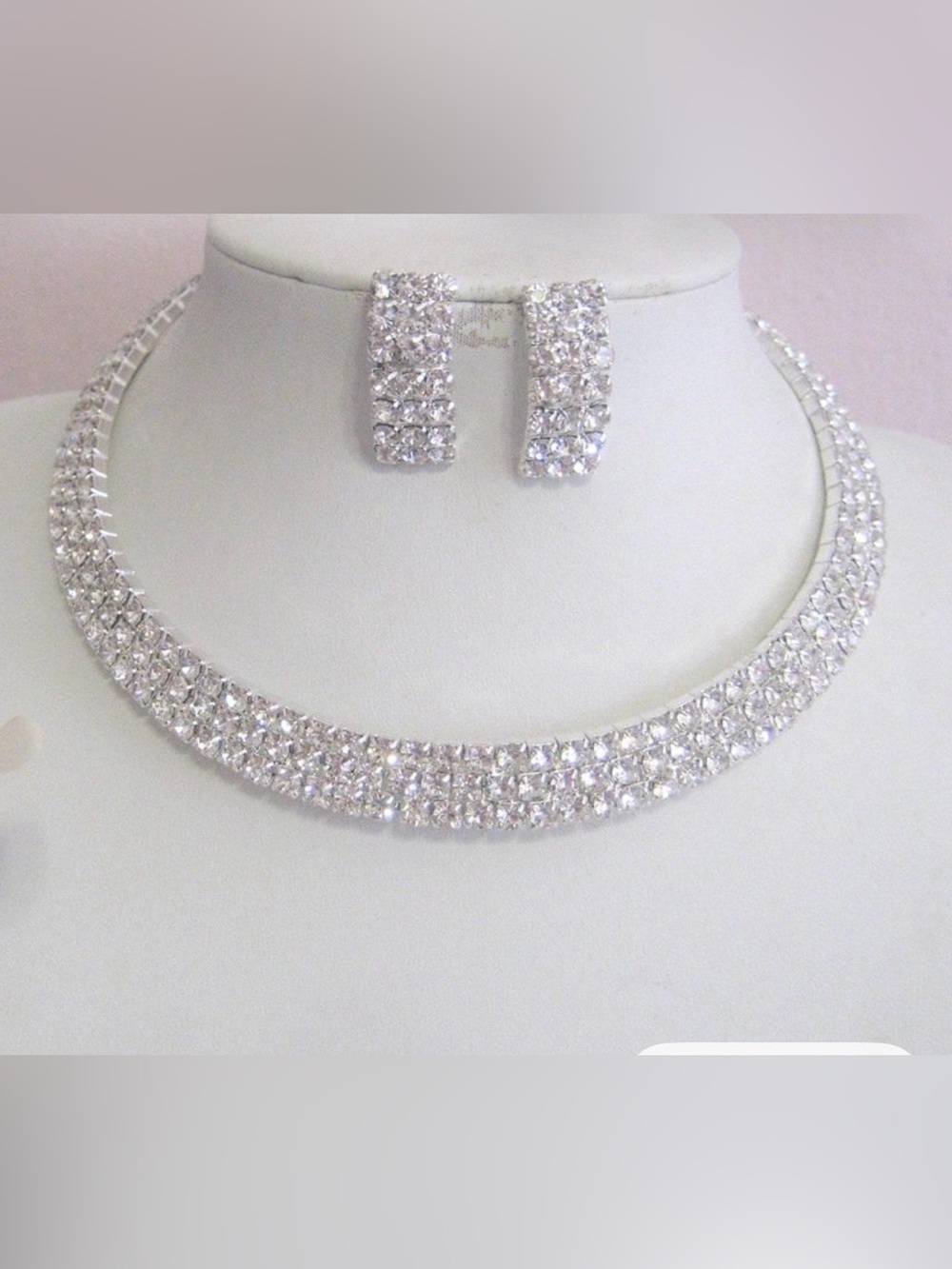 Rhinestone choker necklace and earring set NEW-purchased from Etsy-bridal,prom